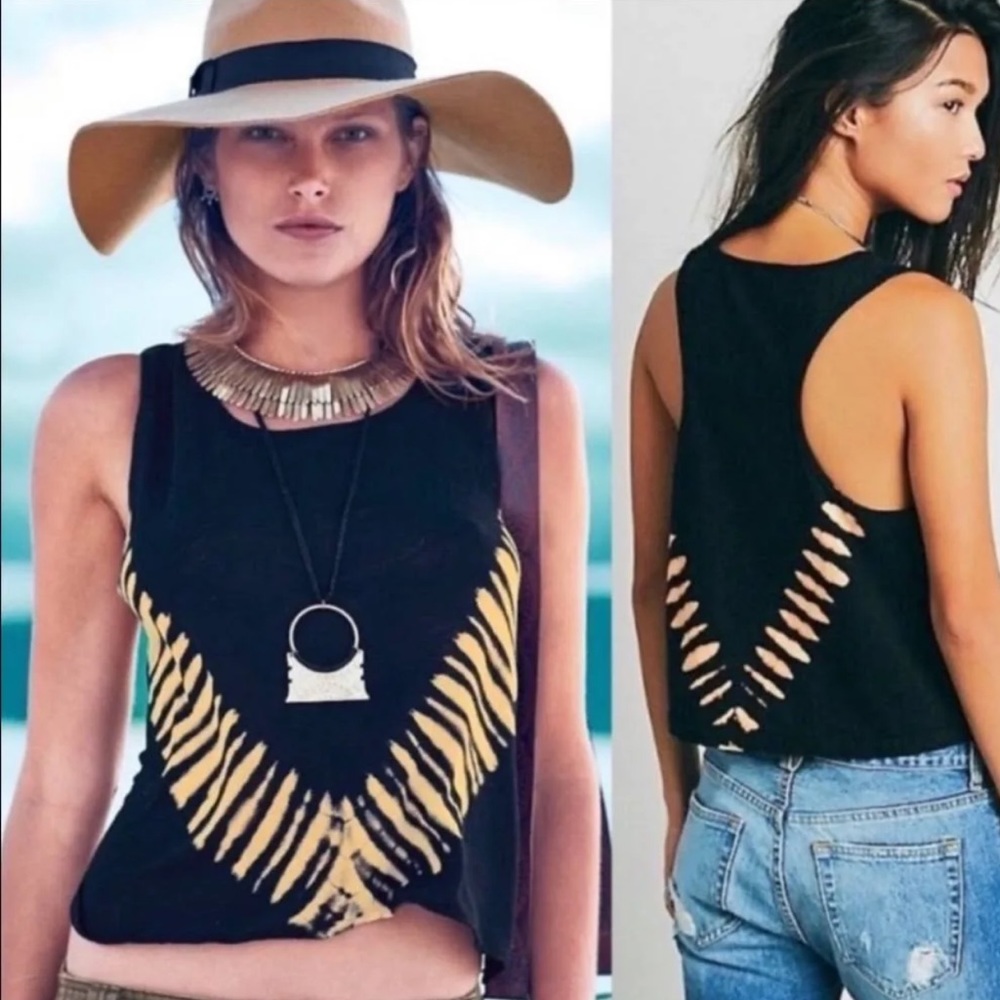 Black and tan tie dye free people we the free tank